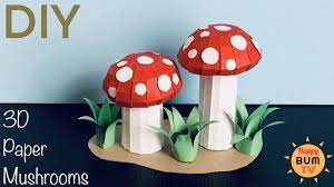 How To Make A 3d Paper Mushroom I Easy Diy Paper Crafts Youtube Mushroom Crafts Paper Crafts Diy Paper