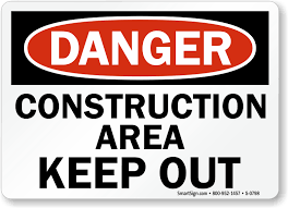 The number that precedes each safety talk indicates the document number; Danger Construction Area Keep Out Sign