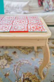 Remember when i revamped this little junky table? Painting Tiles Coffee Table Revamp Painting Tile Tiled Coffee Table Coffee Table