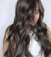 Ash Brown Hair Color With Icy Cool Silver Highlights On Long Wavy Hairstyle Ash Brown Hair Color Aveda Hair Color Ash Brown Hair Balayage
