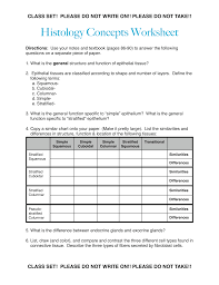 histology epithelial tissue worksheet