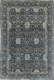 Black And White Wool Rug Antique Persian Kirman Navy Blue And Beige Handwoven Wool Rug Bb6369 By Dlb In 2020 Blue Persian Rug Antique Oriental Rugs Rugs On Carpet