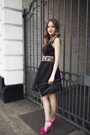 Little Blackdress Fashion Pink Heels Belted Dress