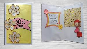 The inside of the card is left blank for your personal message. Handmade Miss You Card Idea For Best Friend Youtube