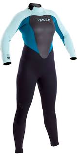 2019 Typhoon Womens Vortex 5 4 3mm Gbs Back Zip Wetsuit Black Glacier Blue Spruce 250682