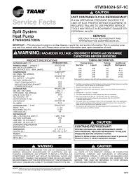 Trane Xb14 Heat Pump Service Facts Manualzz Com