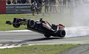 Jean Eric Vergne Launches His Car Over The Kerbs At Turn One Italian Grand Prix F1 Crash Grand Prix
