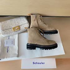 Proenza Schouler Martin Boot Lace Up Genuine Suede Leather Ankle Boots Platform Womens Shoes Gray Women Platform Shoes Lace Boots Women Shoes