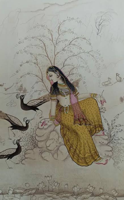 Ragini #2 - Rajasthani Miniature Painting (4" x 6")