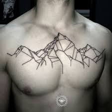 Less Lines Same Shading As Nathan S Moon Fro Mm Shoulder To Middle Of Chest Geometric Tattoo Geometric Tattoos Men Geometric Mountain Tattoo