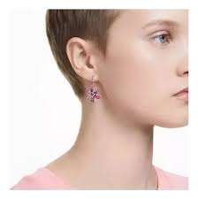 Aretes Swarovski Gema Tallas Mixtas Flor Rosas Rodio