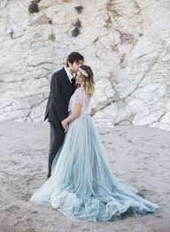 Dusty Blue Beach Wedding Inspiration Ruffled Blue Wedding Dresses Blue Beach Wedding Beach Wedding Dress