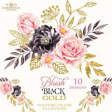 Large collections of hd transparent pink flower png images for free download. Black And Gold Watercolor Flowers Clipart Blush Pink Black Flower Clipart Pink And Black Floral Elements Digital Flowers Png Set Bouquet Flower Clipart Gold Watercolor Digital Flowers