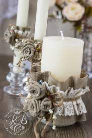 Rustic Unity Candles Rustic Chic Wedding With Burlap Flowers Ivory Lace Brown Rope Burl Rustic Unity Candle Personalised Wedding Candles Rustic Candles