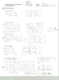 Worksheet on solving trig equations solve each equation for 0° ≤ x < 360°. 5 3 Solving Trig Equations Worksheet 2 Precalculus Answers Tessshebaylo