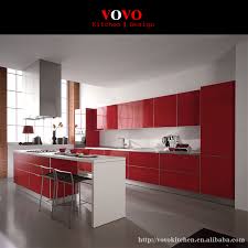 high gloss red integrated kitchen