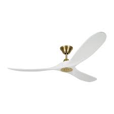 Large ceiling fans are perfect for entertaining areas, as the slightest breeze goes a long way in keeping the air fresh and guests comfortable. Monte Carlo Maverick Matte White With Burnished Brass 60 Inch Ceiling Fan 3mavr60rzwbbs Bellacor