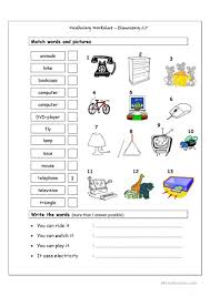vocabulary matching worksheet elementary 2 5 english esl worksheets for distance learning and physical classrooms