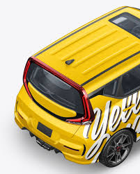 Download Compact Car Mockup Back Half Side View High Angle Shot In Vehicle Mockups On Yellow Images Object Mockups PSD Mockup Templates
