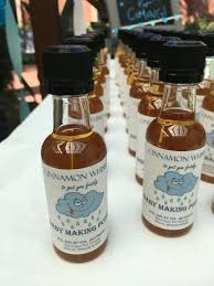 Baby Shower Alcohol Favor I Bought The Bottles Filled With Fireball And Printed On White Label Stickers Hot Sauce Bottles Baby Shower Baby Makes