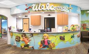 Experience A World Full Of Adventure In This Exciting Adventure Themed Dental Office Imagination D Reception Desk Custom Reception Desk Reception Desk Design