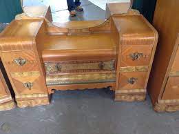 This beautiful bedroom set began its life of service at 407 madison avenue, helena mt. Antique Art Deco Waterfall Bedroom Set Vintage 1810725698