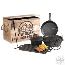 Cw Gear Cast Iron Cookware Set Four Corners 69689 Camp Cooksets Pots Pans Camping World Cast Iron Cookware Set Cast Iron Cooking Cookware And Bakeware