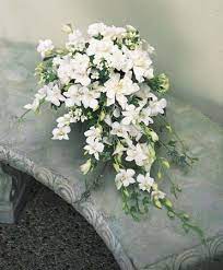 Beautiful White Dendrobium Orchids Gardenias White Bouvardia White Mini Carnations An Flower Bouquet Wedding White Wedding Bouquets Wedding Bridal Bouquets