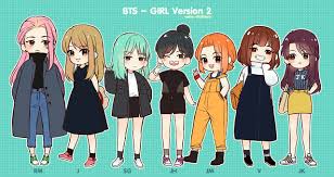 Bts Cartoon Photos Fanart Bts Girl Version Wattpad