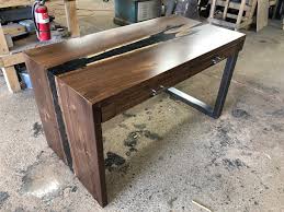 Tie two sheets of plywood together in the l of the desk using joining plates and 1 inch screws. The Kyle Waterfall Live Edge Walnut Resin Desk With Drawers Higgins Fabrication
