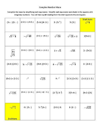 Complex Numbers Worksheet Pdf Plex Number Maze Worksheet For 9th 12th Grade In 2020 Math School Complex Numbers High School Math Teacher