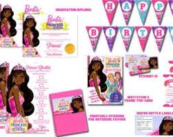 Barbie Silhouette Party Supplies African American Barbie Princess Charm School Birthday Pack Barbie Theme Party Barbie Party Supplies Barbie Silhouette Party