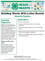 Useful words and phrases for informal letters. Heads In Hearts In Building Words With Letter Boards 4 H