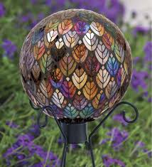 Sale leaf mosaic glass gazing ball was: Evergreen Garden Verdigris Kinetic Metal Gazing Ball Stand Gardening Patio Lawn Garden Rayvoltbike Com
