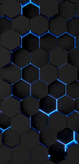 Black Surface Color Honeycomb Formation With A Slim Light Blue Neon L E D Outline Siyah Duvar Kagidi Resim Cerceveleri Batman Sanati