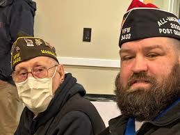 Post 3402 members Ernest Carruthers and Gerry Bradie were in attendance at  Congressman Jake Auchincloss' town hall event. Our State Commander was also  present and asked Congressman Auchincloss about a couple of