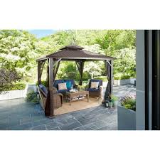 When it comes to furniture for your home outer living space, you need something beautiful and functional. Hampton Bay 10 Ft X 10 Ft Holden Outdoor Patio Black Hard Top Galvanized Steel Gazebo Tpgaz9011 The Home Depot
