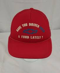 Red Chevy Chevrolet Vintage Trucker Snap Back Hat Cap Novelty Ford Joke Mesh Cap Hats For Men Ford Jokes Derby Hats