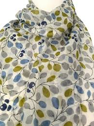 Maybe you would like to learn more about one of these? Floral Silk Scarf Ladies Cream Blue Grey Lime Green Flowers