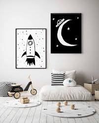 Black And White Rocket Rocket Wall Art Boy Nursery Decor Black And White Nursery Etsy Toddler Boy Room Decor White Nursery Decor Toddler Room Decor
