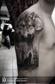 Moon and howling wolf tattoo design for girls. Wolf Forest Moon Tattoo Wolf Tattoo Sleeve Wolf Tattoos Men Wolf Tattoos For Women