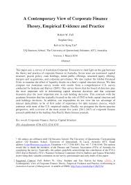 You will find out about topics such as reporting, budgets, valuation and takeover. Pdf A Contemporary View Of Corporate Finance Theory Empirical Evidence And Practice