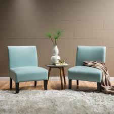 Modern fabric armless accent chair set of 2 decorative slipper chair vanity chair for bedroom desk, corner side chair living room furniture english letter print white 4.4 out of 5 stars 636 $134.99 $ 134. Noble House Kassi Light Blue Fabric Accent Chairs Set Of 2 67110 The Home Depot