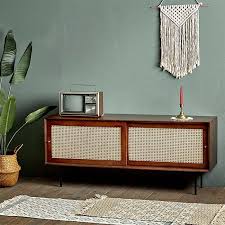 Camille Rattan Wicker Walnut Tv Console 1400 Tv Consoles Born In Colour Rattan Furniture Living Room Woven Furniture Design Vintage Furniture