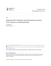 Adolescent Girls Livelihoods. Essential Questions, Essential Tools: A  Report on a Workshop [Arabic]