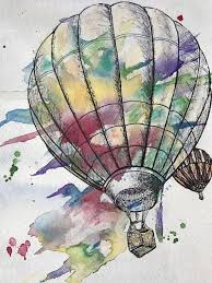 Watercolour hot air balloon illustration. Sale 13 Off From April 13 May 1st Wanderlust Hot Air Balloon Water Color And Ink Decor Rain Hot Air Balloons Art Hot Air Balloon Drawing Balloon Painting