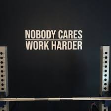 Installing gym wall mirrors is a low difficulty diy project with one small trick to getting your mirror to sit exactly where you want it. Home Gym Design Ideas Nobody Cares Work Harder Wall Decal Gym Decor Ideas Gym Design Ideas Office Wall Sign