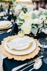 Touch device users, explore by touch or with swipe gestures. Color Inspiration Midnight Blue And Navy Wedding Ideas Modwedding White Wedding Table Setting Wedding Table Settings Gold Wedding Table Settings