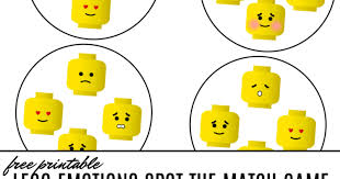 free printable lego emotions spot the match game and next