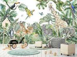 Create a colorful and wild jungle safari room for your child with the wild jungle safari wall sticker kit, containing 45 large jungle wall stickers. Jungle Wall Mural Photo Wallpaper Children Kid S Room Nursery Watercolor Animals Ebay
